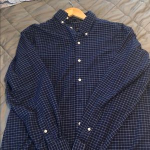 Dark blue button down shirt
